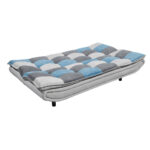 BANK MET BEDFUNCTIE, blauw, zilverkleur, donkergrijs textiel, houten materiaal thumbnail 5