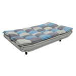 BANK MET BEDFUNCTIE, blauw, vuilbruin, donkergrijs textiel, houten materiaal thumbnail 7