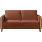 BANK MET BEDFUNCTIE, beukenkleur, gebrand bruin hout, textiel thumbnail 4