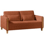 BANK MET BEDFUNCTIE, beukenkleur, gebrand bruin hout, textiel thumbnail 4