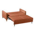 BANK MET BEDFUNCTIE, beukenkleur, gebrand bruin hout, textiel thumbnail 6
