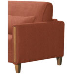 BANK MET BEDFUNCTIE, beukenkleur, gebrand bruin hout, textiel thumbnail 3
