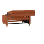 BANK MET BEDFUNCTIE, beukenkleur, gebrand bruin hout, textiel thumbnail 7