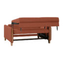BANK MET BEDFUNCTIE, beukenkleur, gebrand bruin hout, textiel thumbnail 6