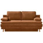 BANK MET BEDFUNCTIE, gebrand bruin textiel thumbnail 1