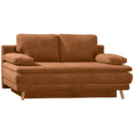 BANK MET BEDFUNCTIE, gebrand bruin textiel thumbnail 4
