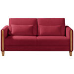 BANK MET BEDFUNCTIE, rood, beukenhout, textiel thumbnail 1