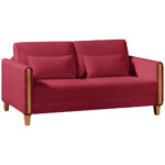 BANK MET BEDFUNCTIE, rood, beukenhout, textiel thumbnail 5
