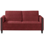BANK MET BEDFUNCTIE, rood, zwart hout, textiel thumbnail 4