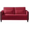 BANK MET BEDFUNCTIE, rood, zwart hout, textiel