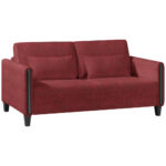 BANK MET BEDFUNCTIE, rood, zwart hout, textiel thumbnail 5