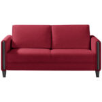 BANK MET BEDFUNCTIE, rood, zwart hout, textiel thumbnail 3