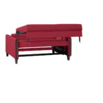 BANK MET BEDFUNCTIE, rood, zwart hout, textiel thumbnail 4