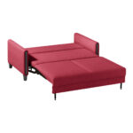 BANK MET BEDFUNCTIE, rood, zwart hout, textiel thumbnail 5