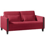 BANK MET BEDFUNCTIE, rood, zwart hout, textiel thumbnail 6