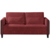 BANK MET BEDFUNCTIE, rood, zwart hout, textiel