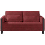 BANK MET BEDFUNCTIE, rood, zwart hout, textiel thumbnail 1