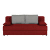 BANK MET BEDFUNCTIE, rood textiel, houten materiaal