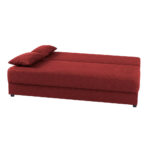 BANK MET BEDFUNCTIE, rood textiel, houten materiaal thumbnail 3