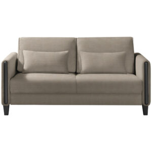 BANK MET BEDFUNCTIE, zwart, bruin hout, textiel