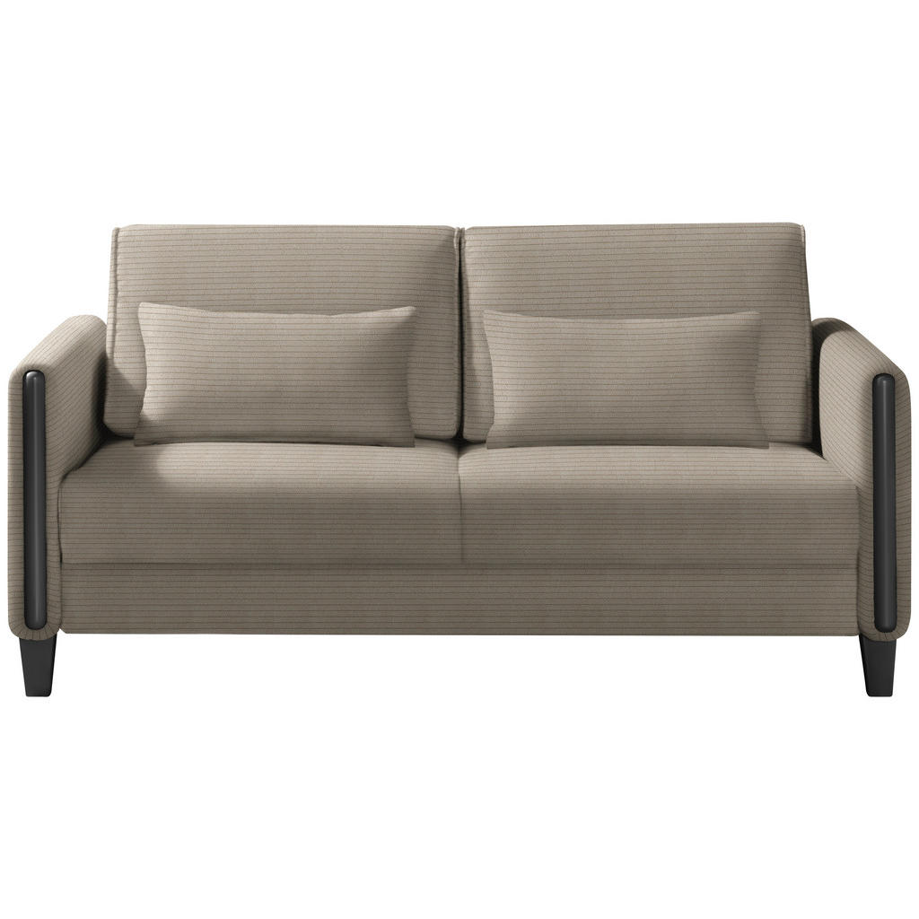 BANK MET BEDFUNCTIE, zwart, bruin hout, textiel