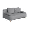 BANK MET BEDFUNCTIE, bruingrijs houtmateriaal, textiel