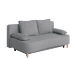 BANK MET BEDFUNCTIE, bruingrijs houtmateriaal, textiel thumbnail 1