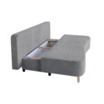 BANK MET BEDFUNCTIE, bruingrijs houtmateriaal, textiel thumbnail 5