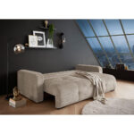 BANK MET BEDFUNCTIE, bruingrijs textiel thumbnail 2