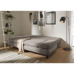 BANK MET BEDFUNCTIE, bruingrijs textiel, houten materiaal thumbnail 7