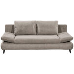 BANK MET BEDFUNCTIE, bruingrijs textiel, houten materiaal thumbnail 1
