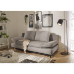 BANK MET BEDFUNCTIE, bruingrijs textiel, houten materiaal thumbnail 2