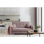 BANK MET BEDFUNCTIE, roze textiel thumbnail 1
