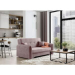 BANK MET BEDFUNCTIE, roze textiel thumbnail 6