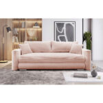 BANK MET BEDFUNCTIE, roze textiel thumbnail 1