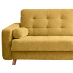 BANK MET BEDFUNCTIE, geel textiel, houten materiaal thumbnail 7
