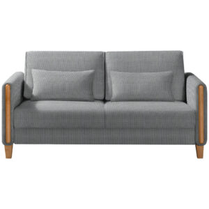 BANK MET BEDFUNCTIE, grijs, beukenhoutkleur, textiel