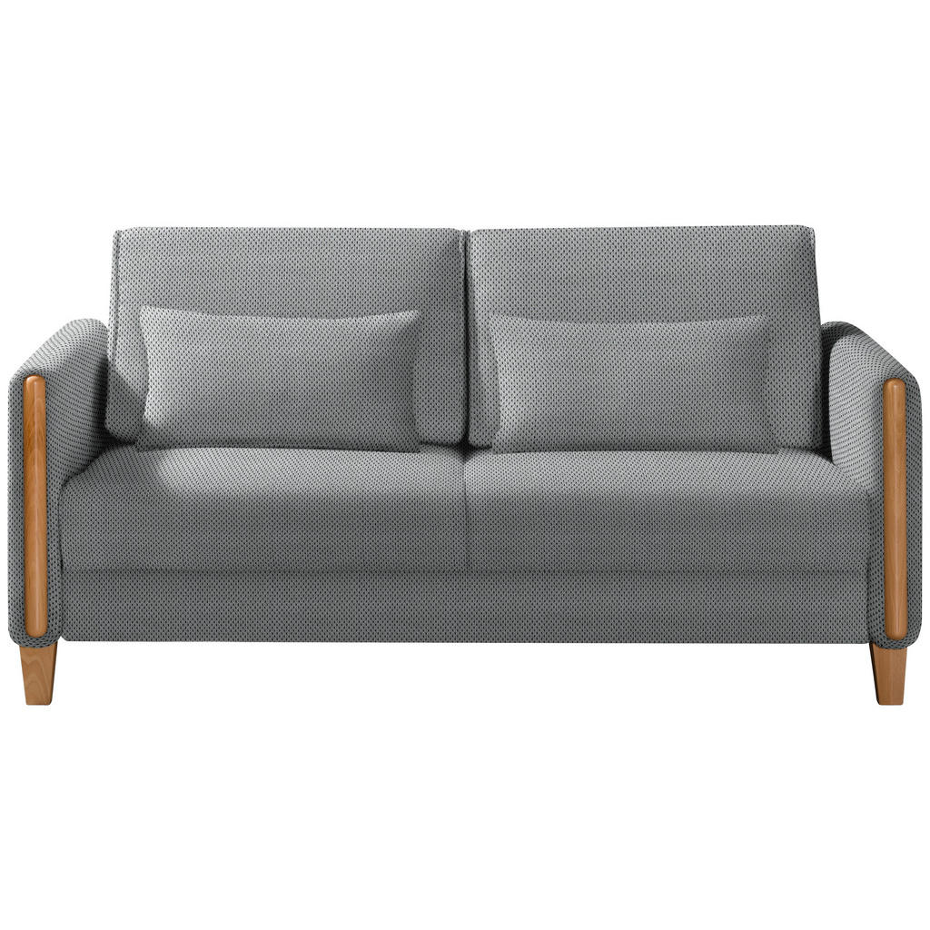 BANK MET BEDFUNCTIE, grijs, beukenhoutkleur, textiel