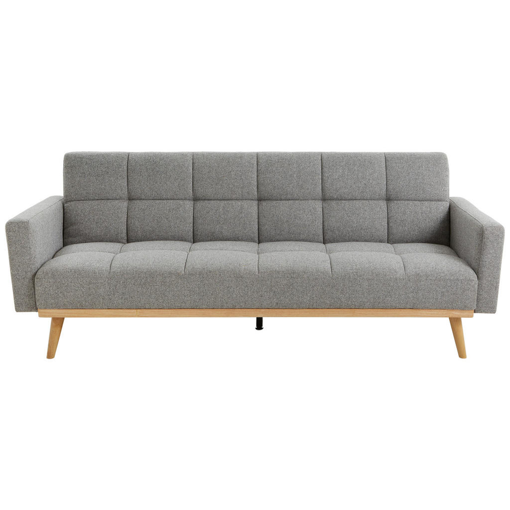 BANK MET BEDFUNCTIE, grijs textiel