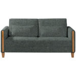 BANK MET BEDFUNCTIE, beukenkleur, grijsgroen hout, textiel thumbnail 1