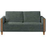 BANK MET BEDFUNCTIE, beukenkleur, grijsgroen hout, textiel thumbnail 4