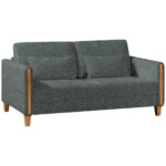 BANK MET BEDFUNCTIE, beukenkleur, grijsgroen hout, textiel thumbnail 5