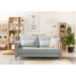 BANK MET BEDFUNCTIE, zilverkleuren, beukenhoutkleuren, textiel thumbnail 2