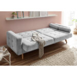 BANK MET BEDFUNCTIE, zilverkleurig textiel, houten materiaal thumbnail 2