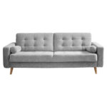 BANK MET BEDFUNCTIE, zilverkleurig textiel, houten materiaal thumbnail 1