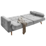 BANK MET BEDFUNCTIE, zilverkleurig textiel, houten materiaal thumbnail 4