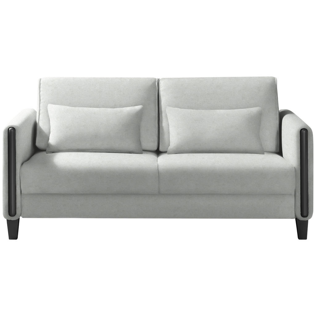 BANK MET BEDFUNCTIE, zwart, zilverkleurig hout, textiel