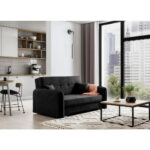 BANK MET BEDFUNCTIE, zwart textiel thumbnail 6