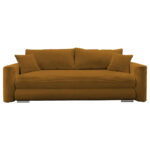 BANK MET BEDFUNCTIE, steenbruin textiel thumbnail 2