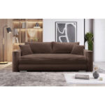 BANK MET BEDFUNCTIE, bruin textiel thumbnail 1